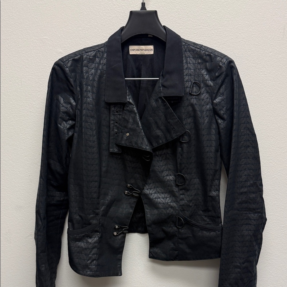 Emporio Armani Women's Black Quilted Leather Jacket
